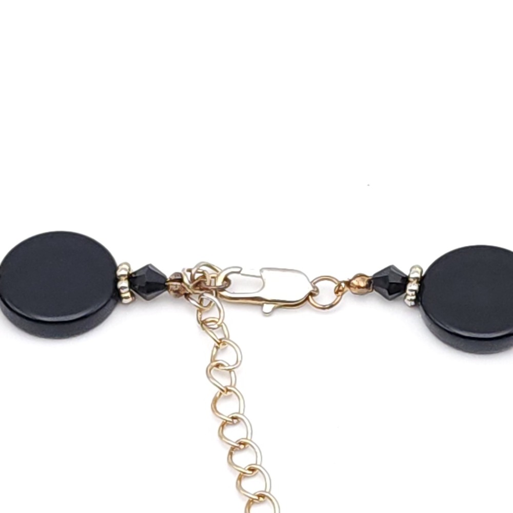 Vintage‎ Napier Black Amber Beaded Necklace Chunky Gold Tone - Picture 6 of 8